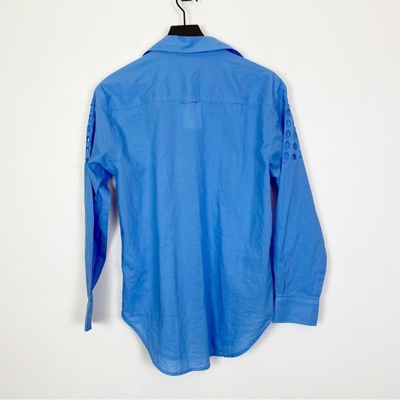 Solid & Striped Arlette Shirt Eyelet in French Blue - Picture 6 of 8